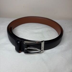 Brooks Brothers Mens Genuine Leather Belt Made in Italy Silver Buckle Sz 44/110